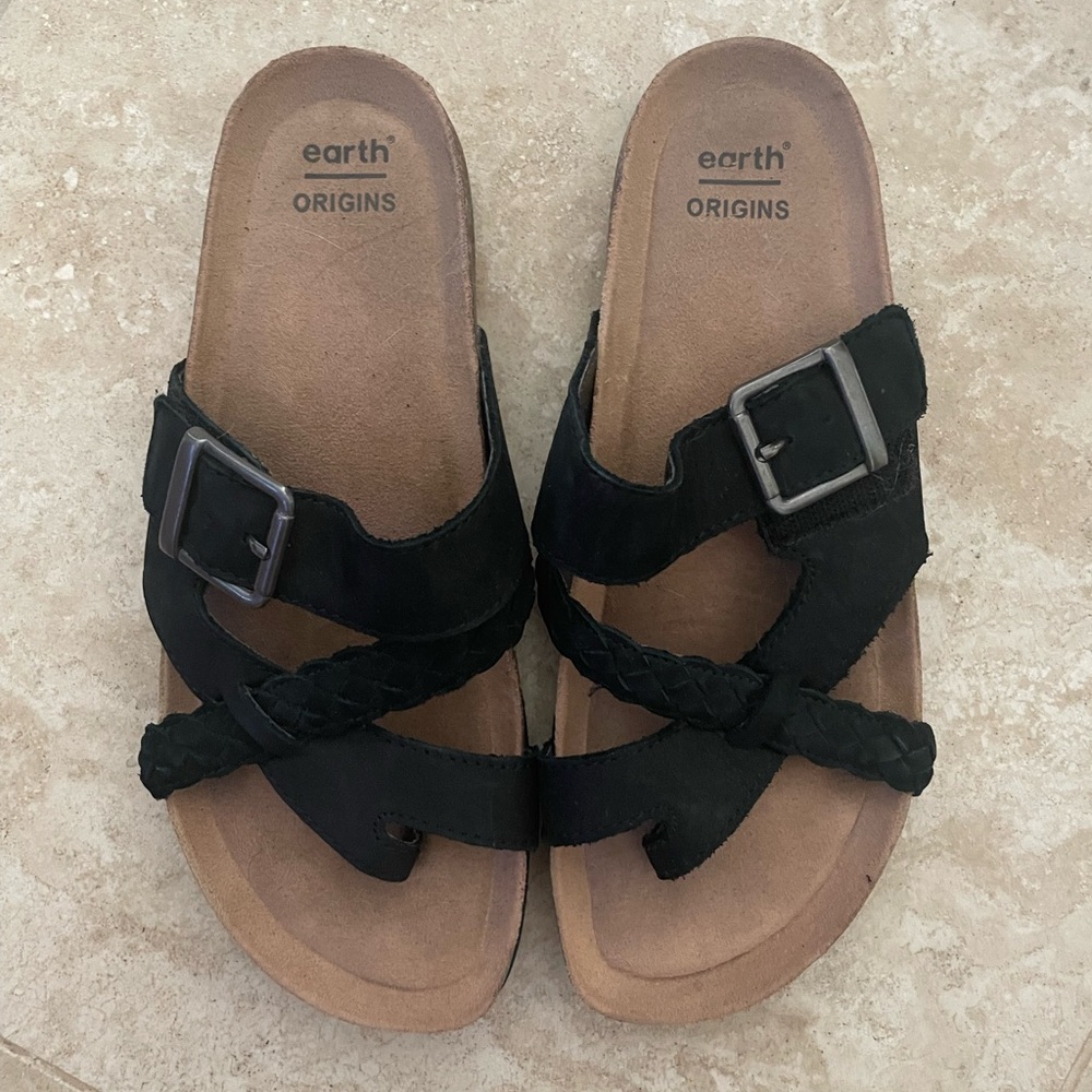 Earth Origins Black Suede Sandals